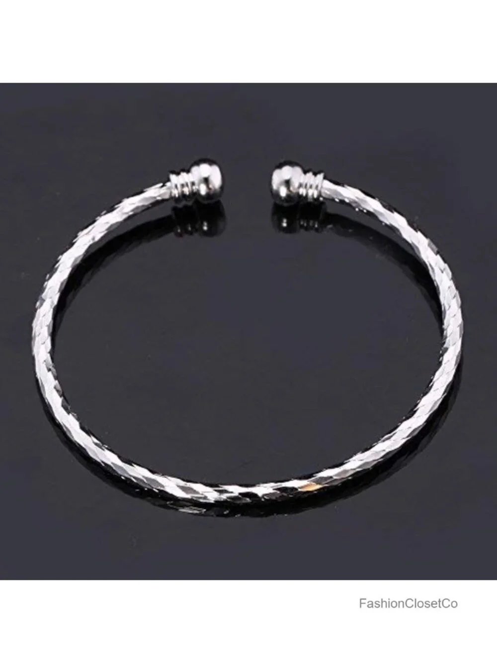Platinum Plated Copper Cuff Bracelet Adjustable Open Bangle